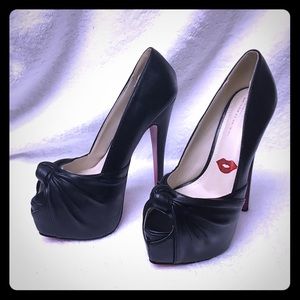 Redkiss leather peep toe platform heels